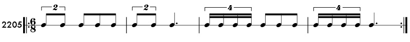 Tuplet examples in compound meter - Pattern 2205