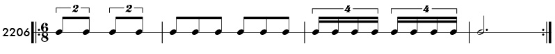 Tuplet examples in compound meter - Pattern 2206