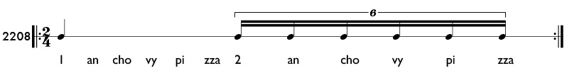 Tuplet examples in compound meter - Pattern 2208