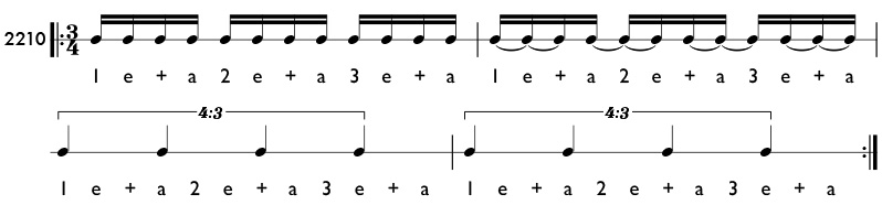 Tuplet examples in compound meter - Pattern 2210