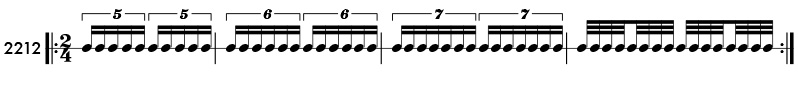Tuplet examples in compound meter - Pattern 2212
