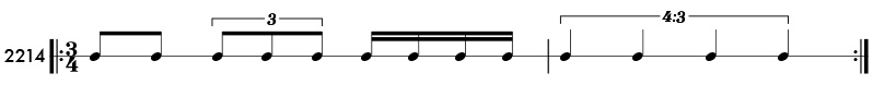 Tuplet examples in compound meter - Pattern 2214