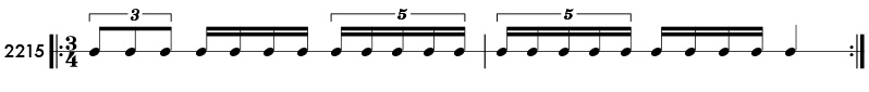 Tuplet examples in compound meter - Pattern 2215
