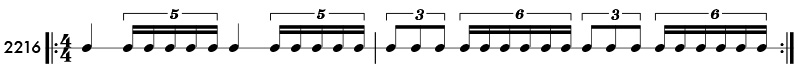 Tuplet examples in compound meter - Pattern 2216